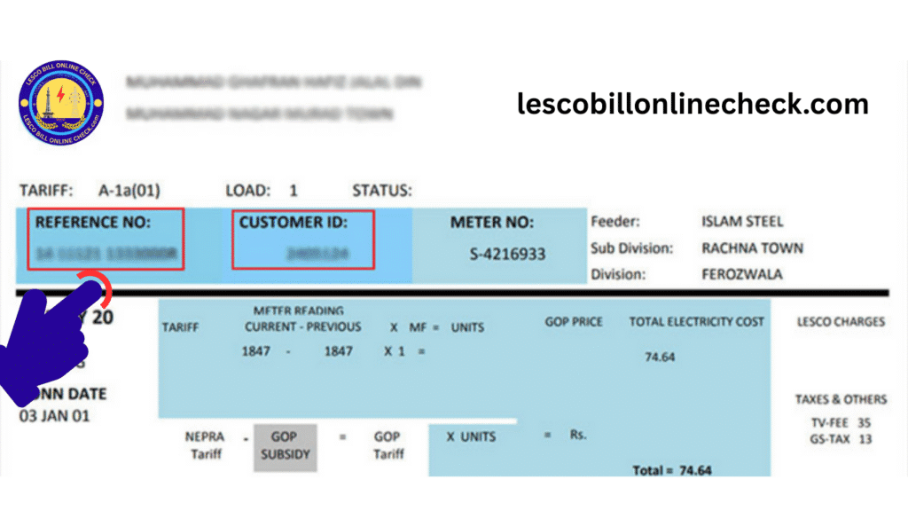 User checking LESCO electricity bill online using 14-digit reference number